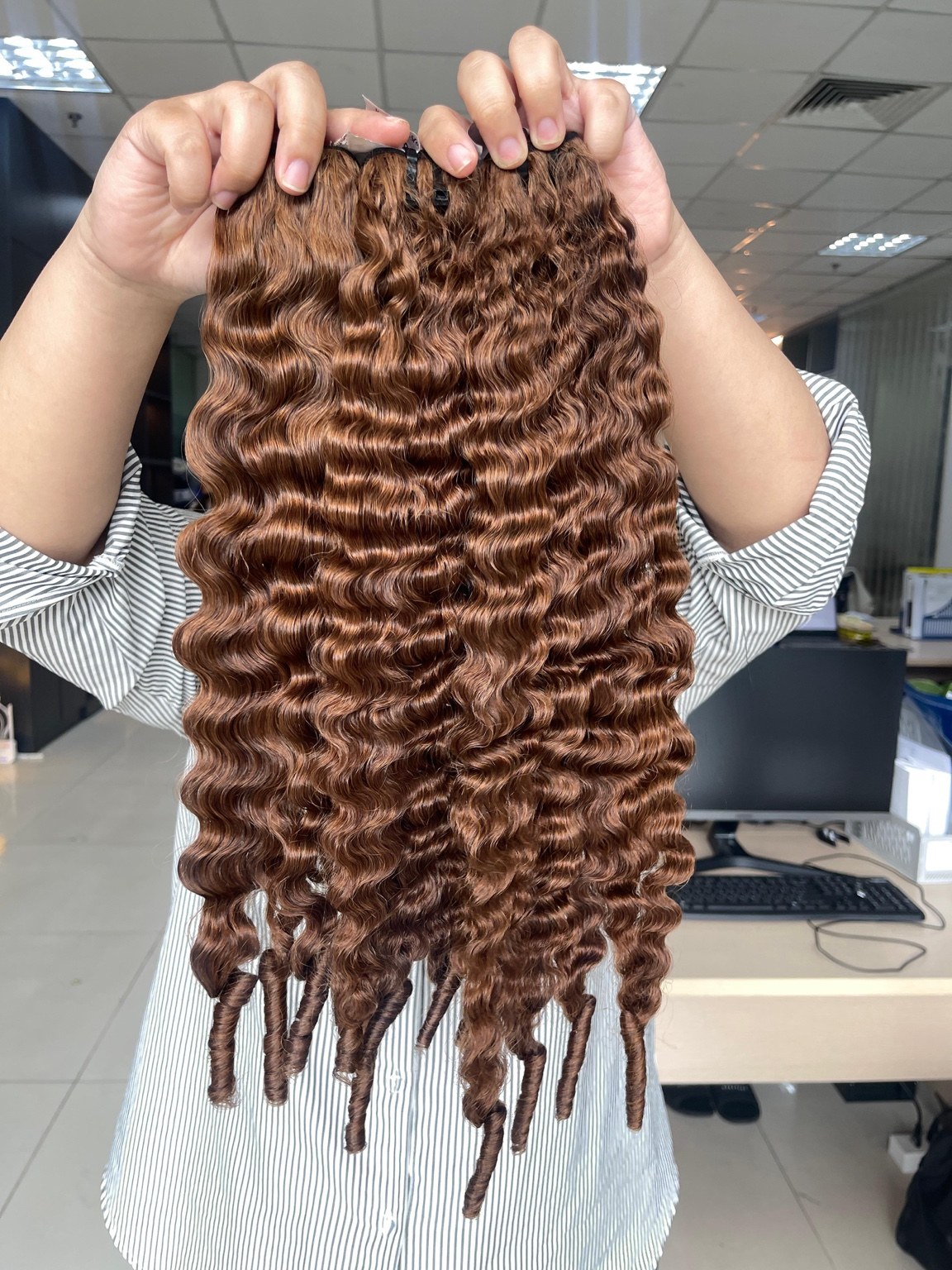 Brown water wave hair